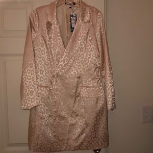 NastyGal ivory leopard blazer dress NWT US10